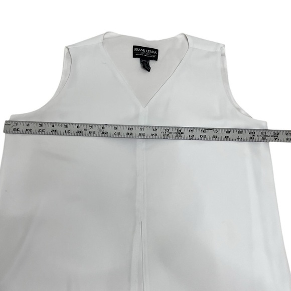 Frank Lyman Design White Asymmetrical Sleeveless Blouse - Picture 3 of 6
